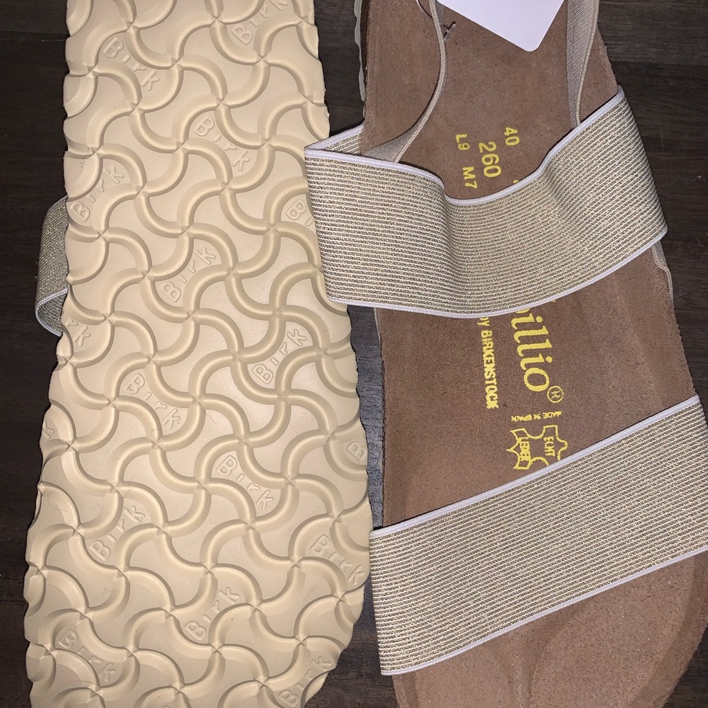 Birkenstock Papillio Caterina Stretch gold-white slingback sandal EU 40 US 9